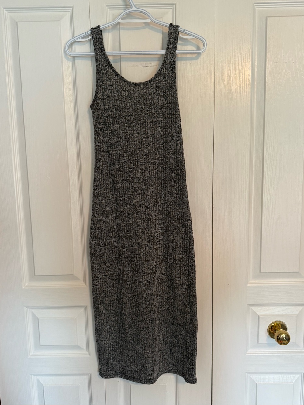 Streetwear Society Grey Heathered Ribbed Bodycon Midi Dress - Size M